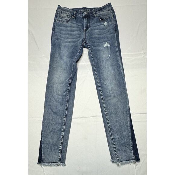 Grace In LA Womens's Easy Fit Distressed Raw Hem Blue Jeans - Size 26x26.5 - Picture 1 of 8